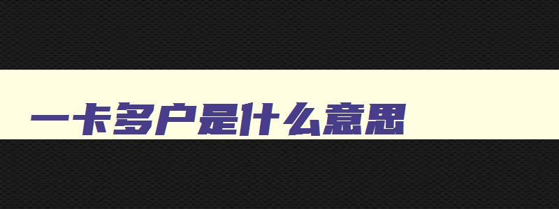 一卡多户是什么意思 一卡多号卡 一卡多户是什么意思 一卡多号卡