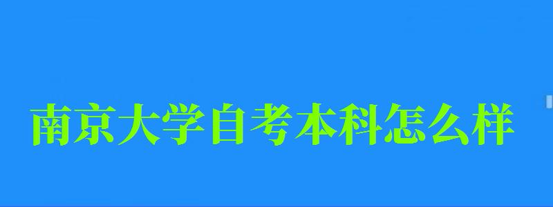 南京大学自考本科怎么样（南京大学自考本科怎么样啊）