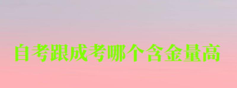 自考跟成考哪个含金量高 自考跟成考哪个含金量高