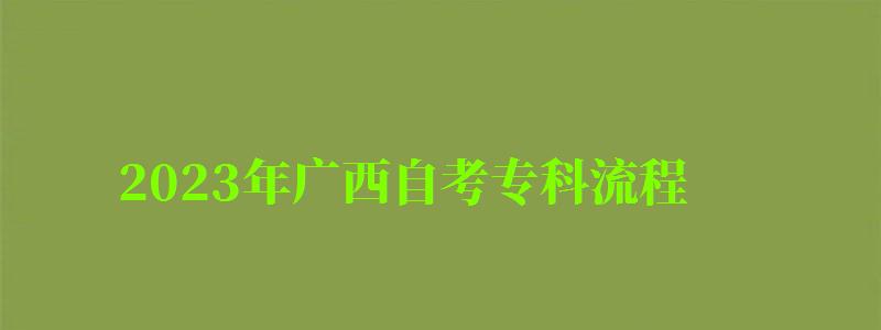 2024年广西自考专科流程