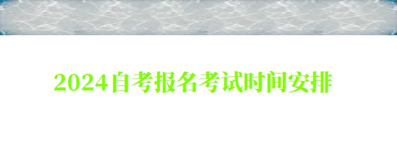 2024自考报名考试时间安排 2024自考报名考试时间安排